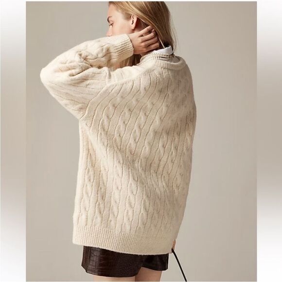 NWT J CREW Relaxed cable-knit cardigan in green - Picture 5 of 7